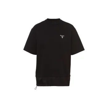 PRADA Cotton Nylon Detail Boxy Cut T-shirt