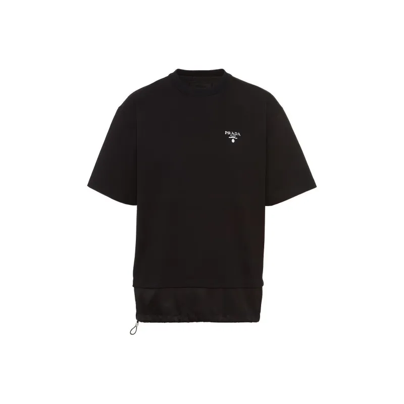PRADA Cotton Nylon Detail Boxy Cut T-shirt-0