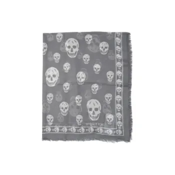 Alexander McQueen Modal, Silk Knit Scarves Unisex Gray