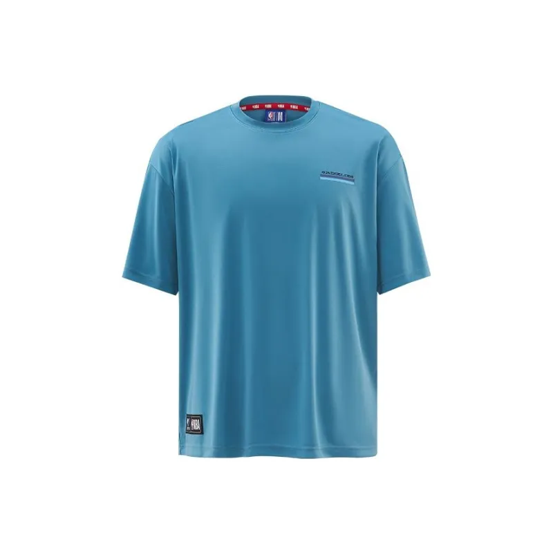 NBA Drop Shoulder Sleeve T Shirt Men's Sky Blue-0