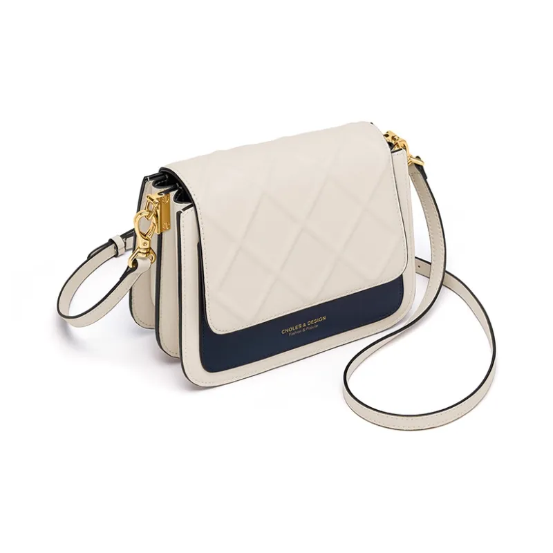 CNOLES Cow Leather Crossbody Bags Shoulder Bags Women's Fashion Blue White-12
