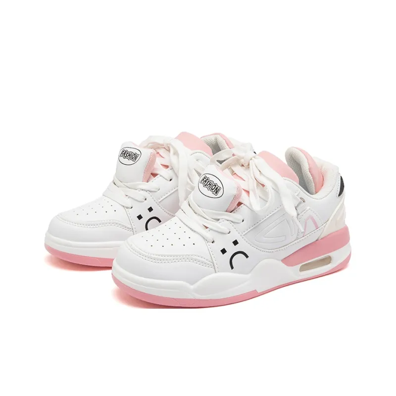 H2 Anti Slip Wear Resistant Low Top Skateboard Shoes Unisex White Pink Box-6