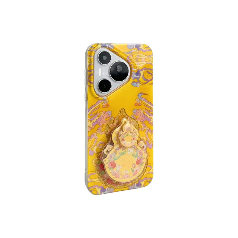 Wei Xin Acrylic Material Yellow Base Glitter Gourd Phone Cases Compatibility  Huawei Mate 70/60/50 Pro/Pura 70/70 Pro+-3