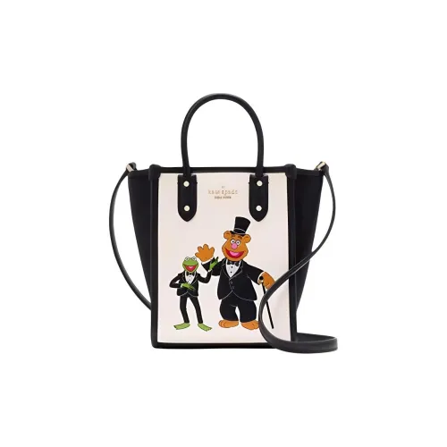 Kate Spade Disney Collaboration Ella Cow Leather Tote Bag Shopping Bag Shoulder Bag Handbag Mini Women's Black & Ecru