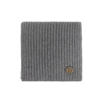 GUCCI Calfskin Wool Cashmere Knit Scarves Women's Gray