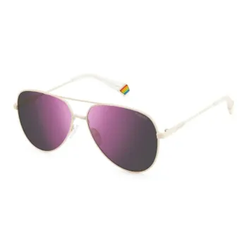 Polaroid Metal Aviator Sunglasses Unisex White