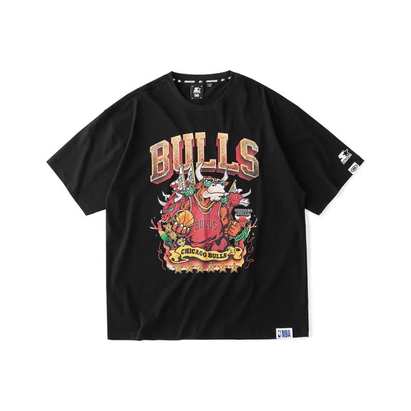 STARTER x NBA Drop Shoulder Sleeve T Shirt Unisex Black-0