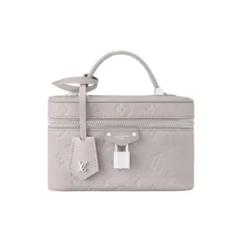 LOUIS VUITTON Vanity Grain Cow Leather Handbag Mini Women's Mist Gray