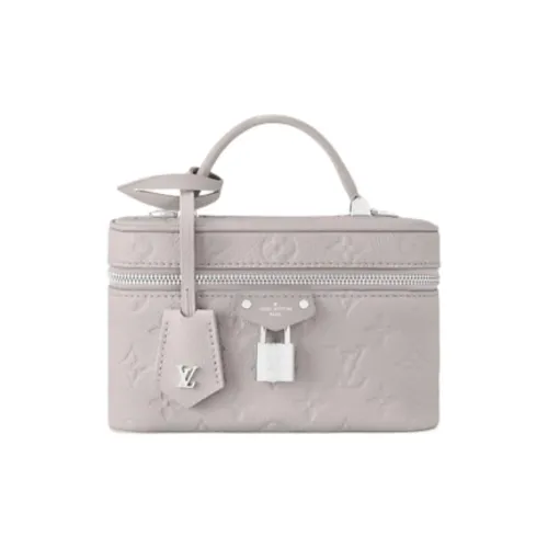 LOUIS VUITTON Vanity Grain Cow Leather Handbag Mini Women's Mist Gray