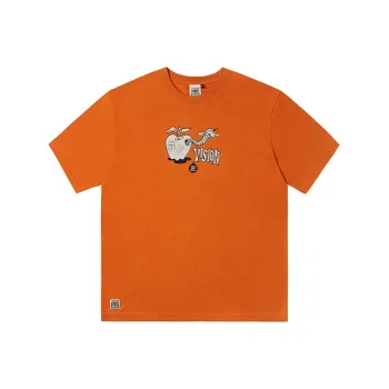 Vision Street Wear Drop Shoulder Sleeve Short Sleeved T Shirts Unisex Burnt Orange
