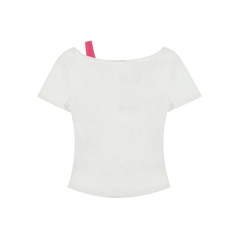 Regular Minimalist Style T Shirt Women's Pure White Color-1