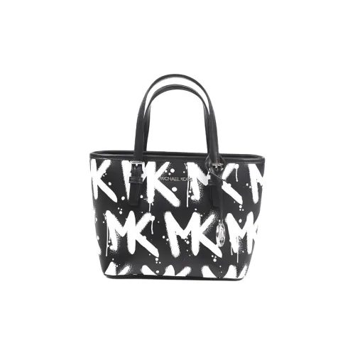 MICHAEL KORS Jet Set Travel Leather Tote Bag Shopping Bag Handbag Shoulder Bag Crossbody Bag Women's Black White