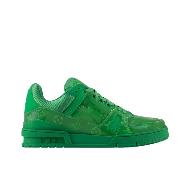 LOUIS VUITTON Trainer Low Top Skateboard Shoes Men's Green-1