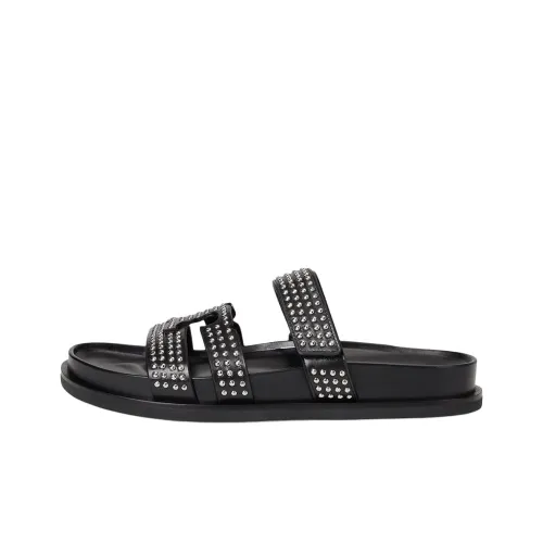 TORY BURCH Rubber Sole Slip Resistant Slide Slippers Women's Black