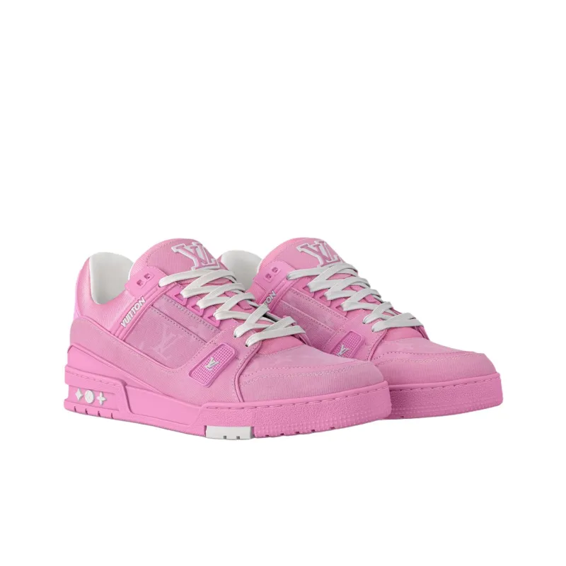 LOUIS VUITTON Trainer Low Top Skateboard Shoes Men's Pink-1