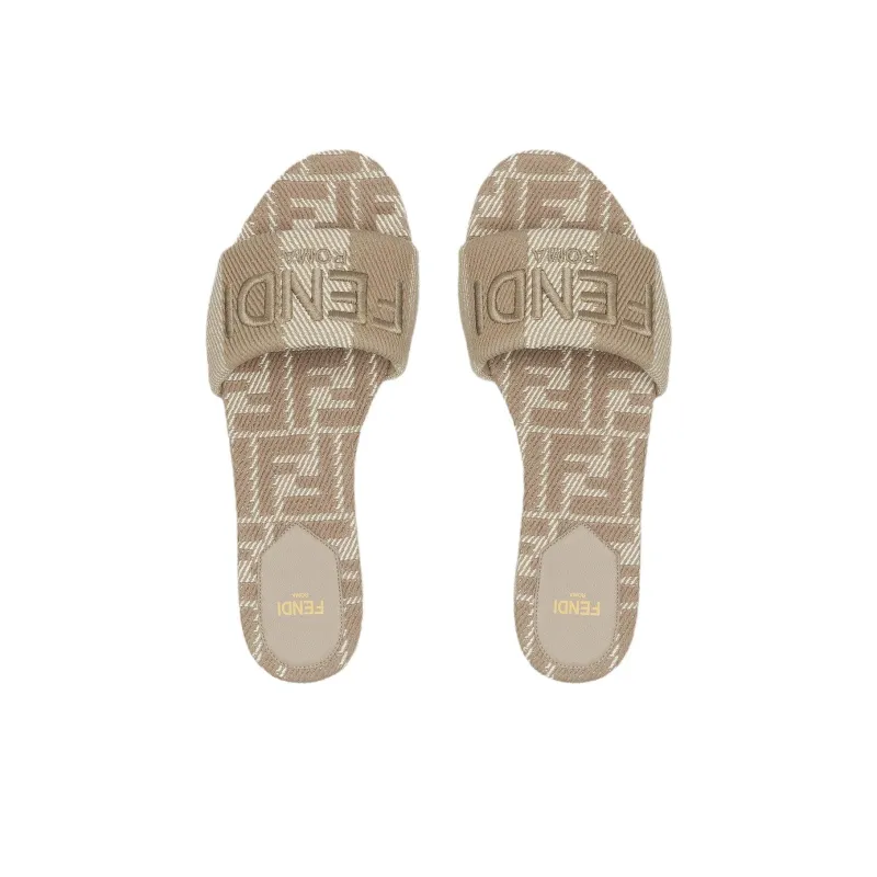 FENDI Sunshine Slide Slippers Women's Dove Gray-3