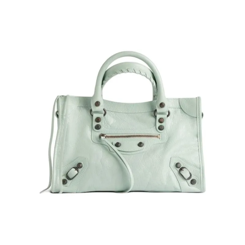 Balenciaga Le City Lambskin One Shoulder Handbags Small Size Women's Mineral Green-0