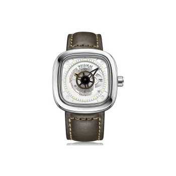 WSK Automatic Mechanical Movement TPU Strap Men's Watches White Dial