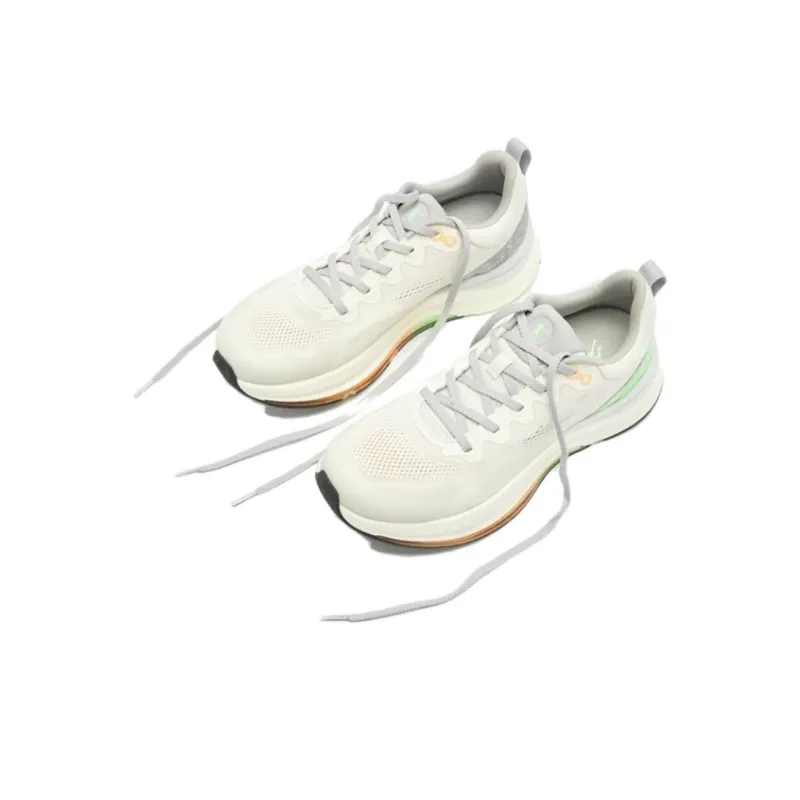 QIAODAN Cushioned Slip Resistant Abrasion Resistant Low Top Cushioning Gel Casual Running Shoes Men's White Gray Green-3