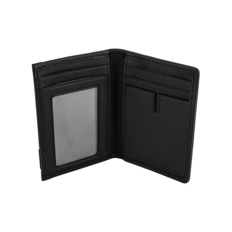 TUMI Alpha Leather With Nylon Wallet Card Holder Men's Black-4