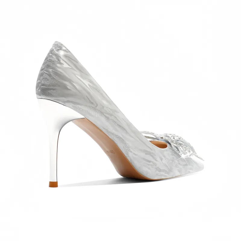 Crelinkxlat French Fairy Princess High Heels Women's Silver-3