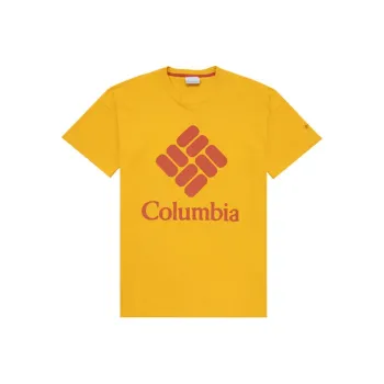 Columbia Crew Neck Fitted Straight Short Sleeved T Shirt Men's Orange
