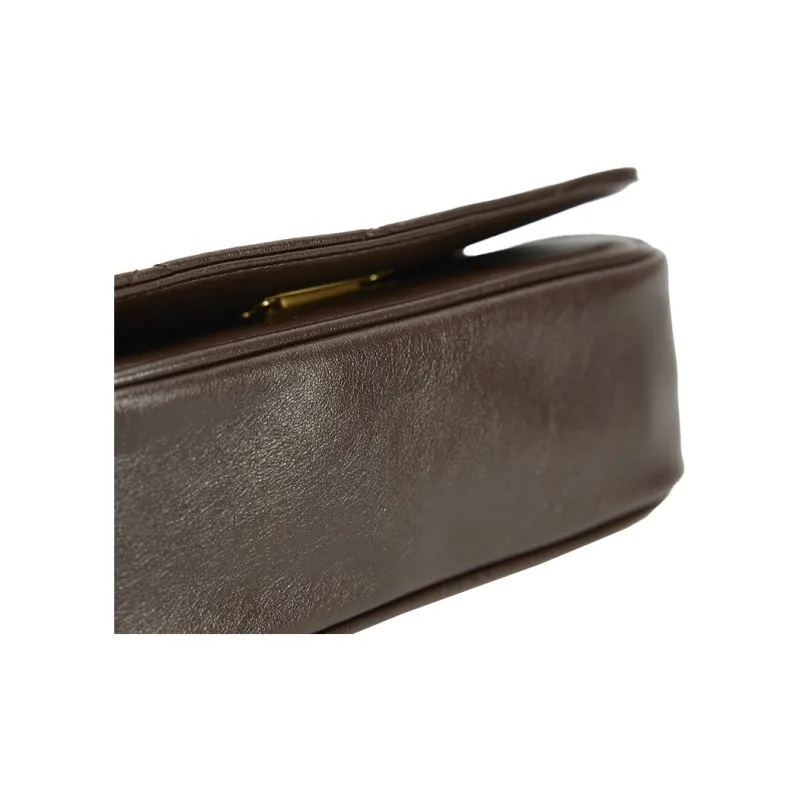 URBAN REVIVO Artificial Leather Crossbody Bag Medium Size Women's Dark Red Brown/Black-4