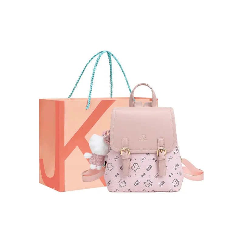 JANE KLAIN Synthetic Leather Backpack Regular Women's Cherry Blossom Pink/Apricot/Pink-10