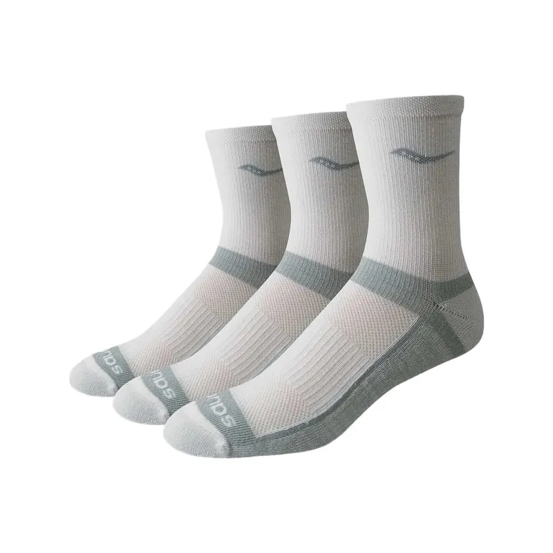 Saucony Inferno Cushion Mid Calf Socks Unisex 3 Pack White-0