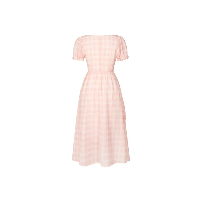 ANNIBUHUO Short-Sleeved Dresses Women's Pink Orange-1