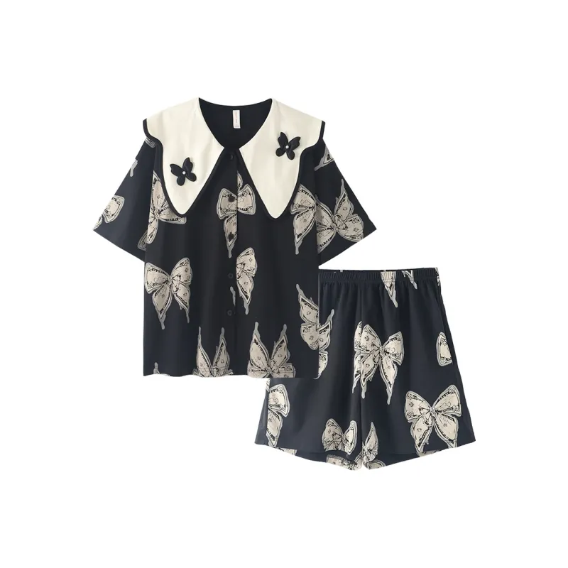 Urban Beauty Pajama Set Women's Butterfly Print-0