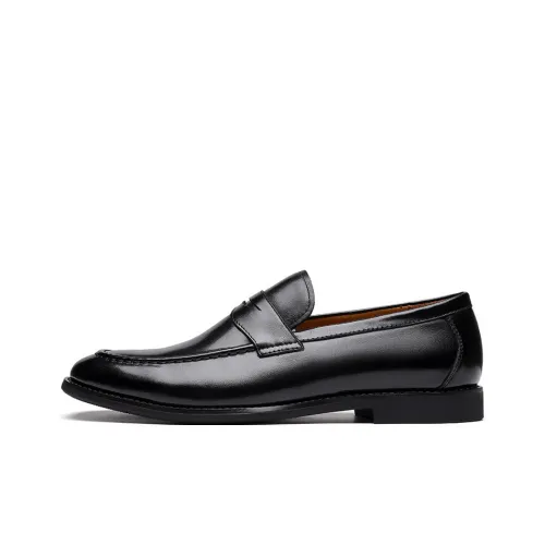 JASONSTAR Men's Leather Shoes Loafers RUNNING Men's Black