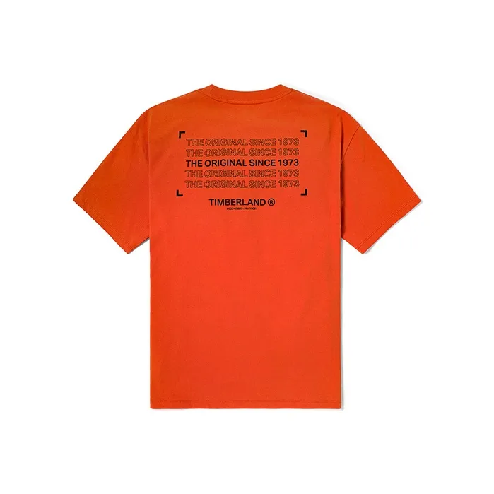 Timberland Drop Shoulder Sleeve T-Shirt Men's Orange Red-0