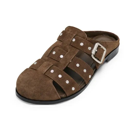 Lost In Echo Wrap toe Slippers Women's Dark Brown-1