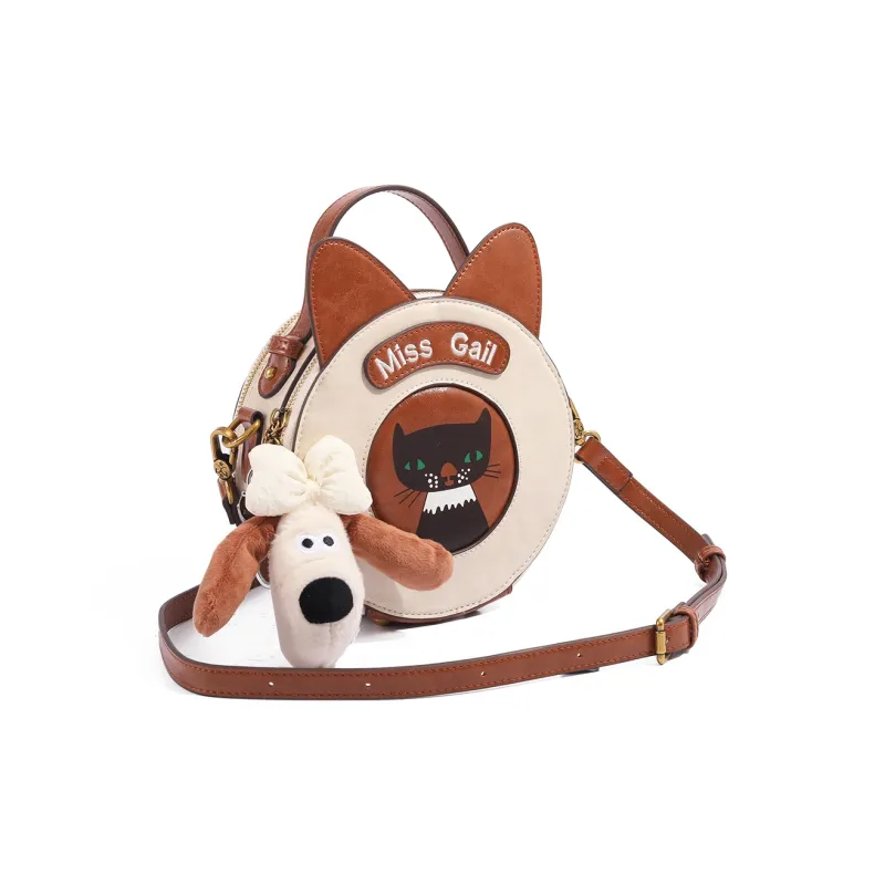 MISS GAIL Synthetic Leather Handbag Regular Women's White & Brown-1
