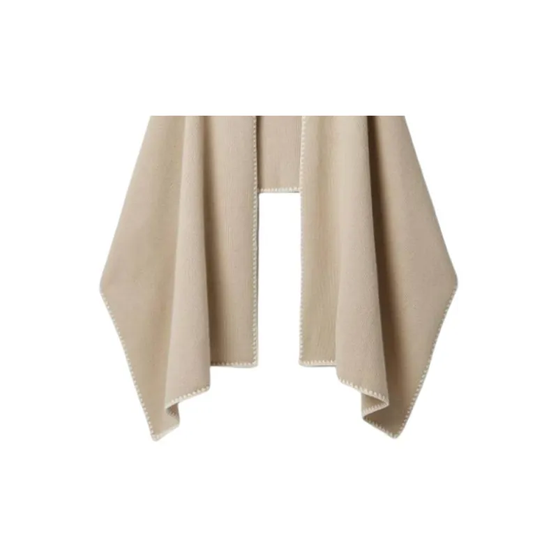 TOTEME Wool Cashmere Cotton Blend Yarn Cotton Knit Scarves Women's Beige-1