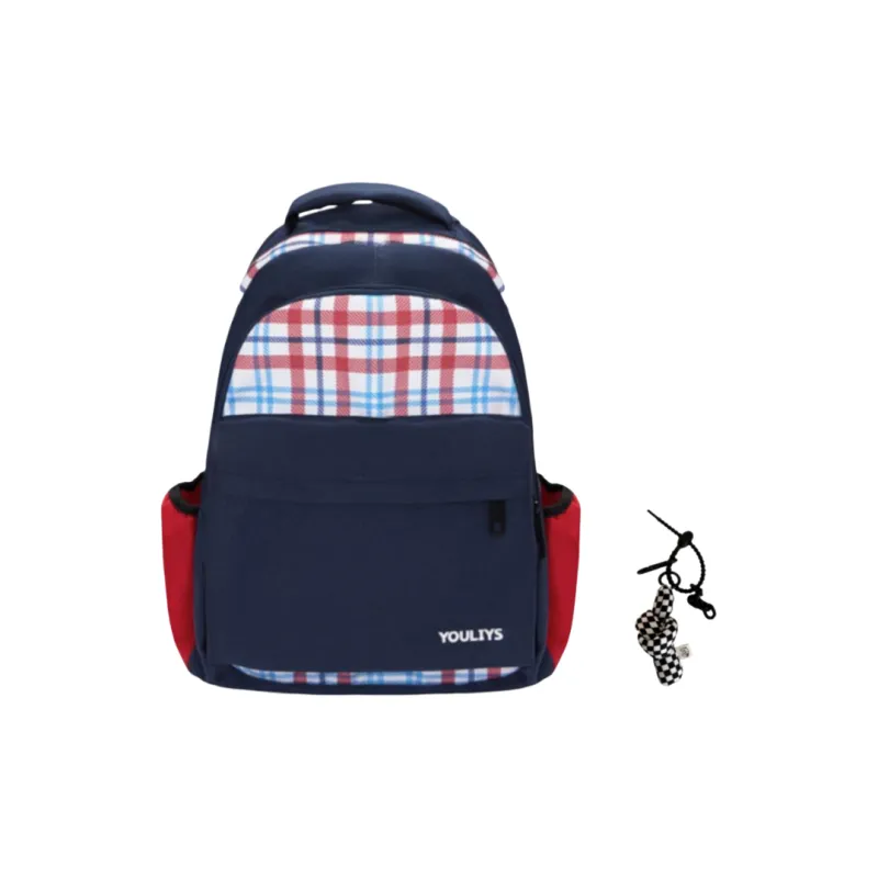 Yalu Nylon Fabric Backpack Regular Unisex Red/Navy Blue-7