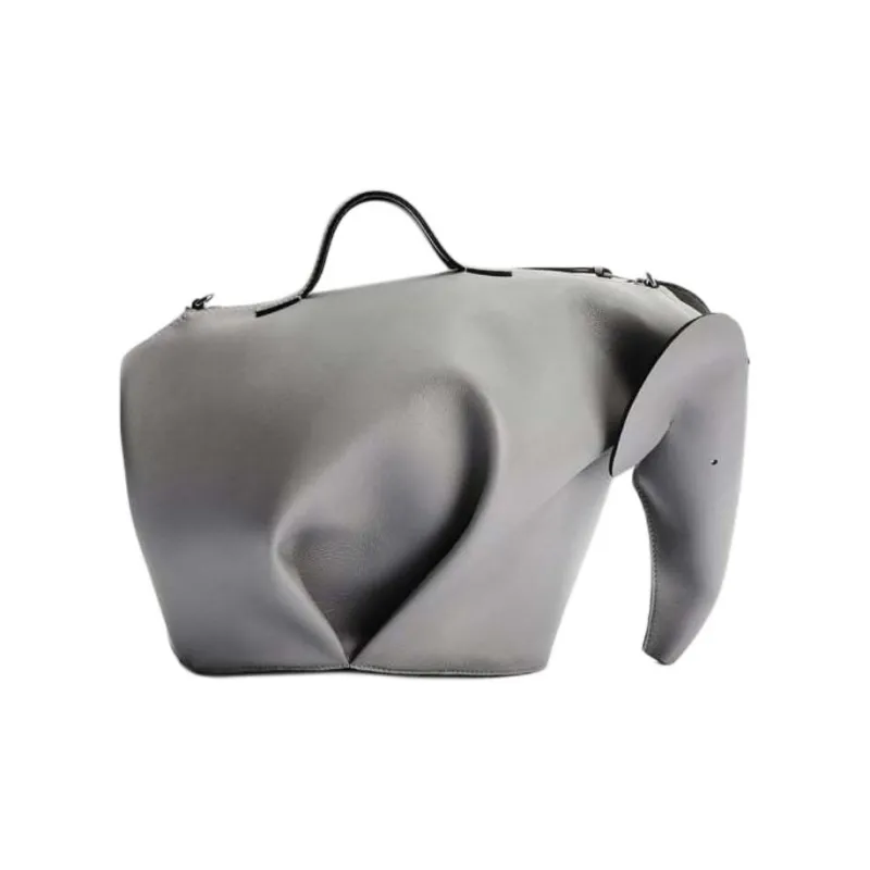 LOEWE Calfskin One Shoulder Handbag Large Size Men's Asphalt Gray-3