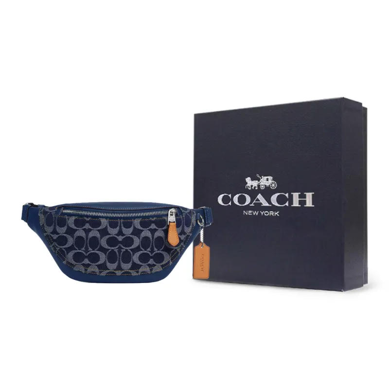 COACH Warren Cotton Crossbody Bags Fanny Pack Mini Men's Blue-7