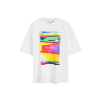 CALVIN KLEIN Rainbow Series Short Sleeved T Shirts Unisex Moon White