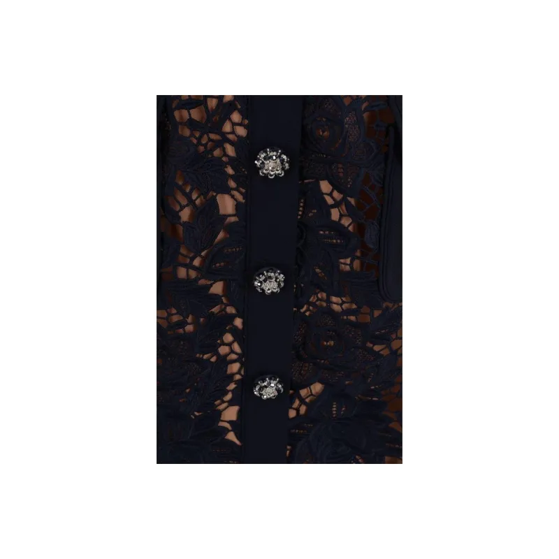 Self portrait Laced Open Neck Midi Dress-5
