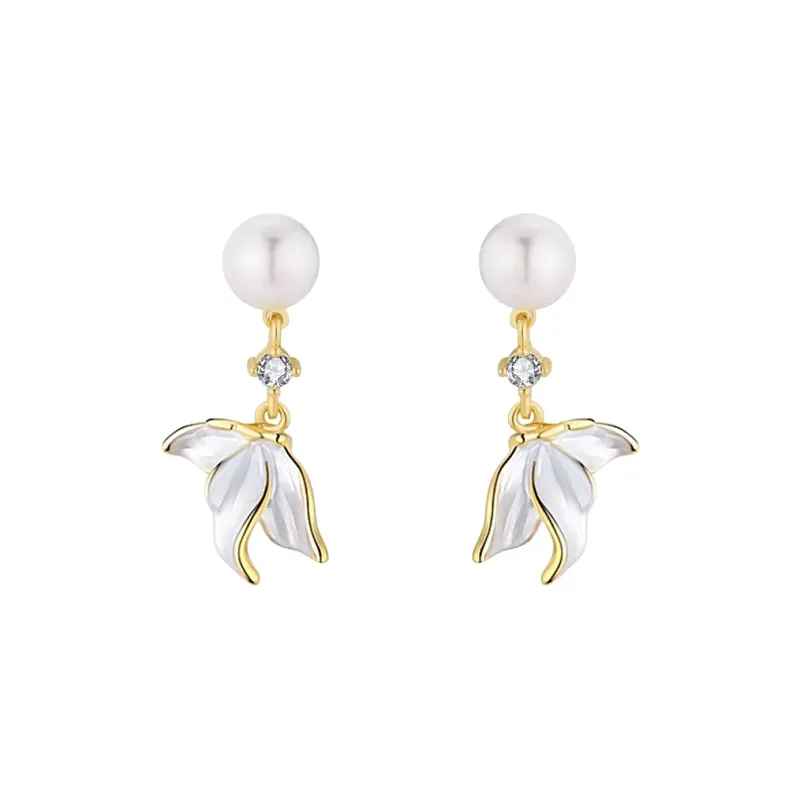 ONEKISS Gold Plated Copper Pearl Earrings Women's-0