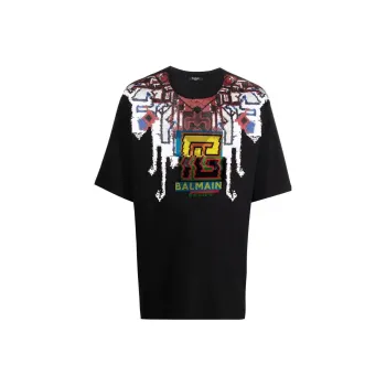 BALMAIN Textured Logo print T shirt
