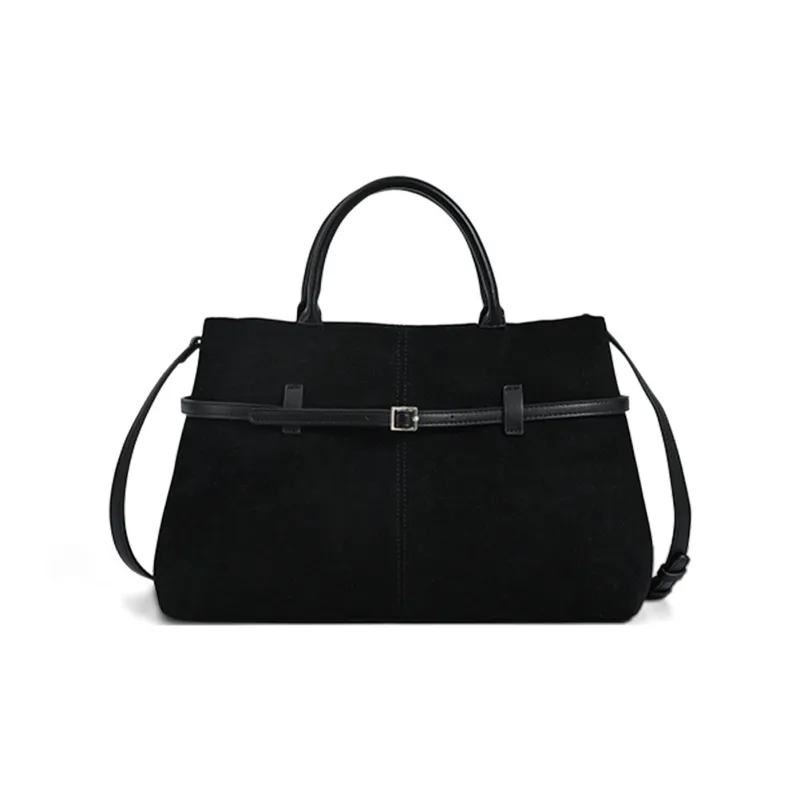 COMELY Cow Leather Briefcase Handbag Shoulder Bag Crossbody Bag Regular Women's Coffee/Black-5