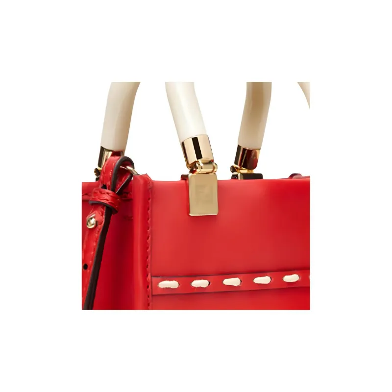 FENDI Sunshine Calfskin Tote Bag Shopping Bag Shoulder Bag Crossbody Bag Handbags Mini Women's Red-4