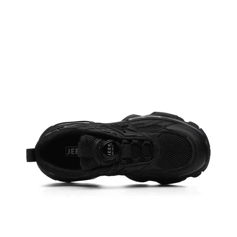 JEEP SPIRIT Slip-Resistant Low-Top Chunky Sneakers Men's Shiny World Black-17
