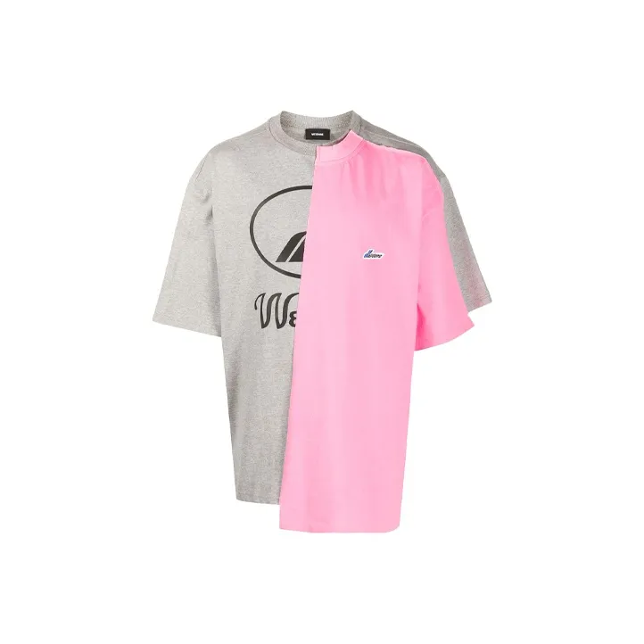 WE11DONE T Shirts Unisex Gray Pink Multicolor-0