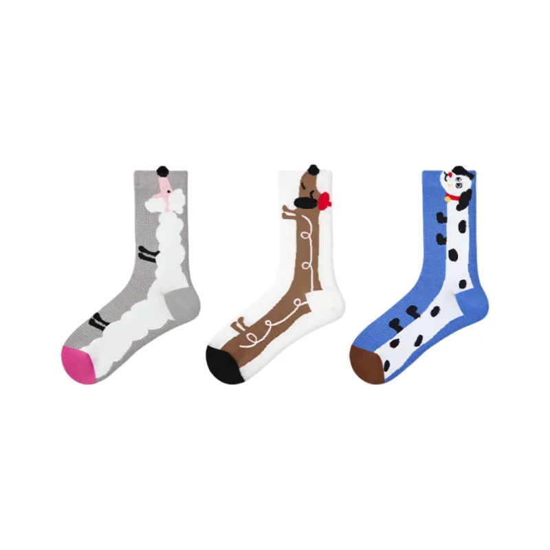 Vine Color Mid Calf Socks Unisex 3 Pack Long Slender Puppy-0