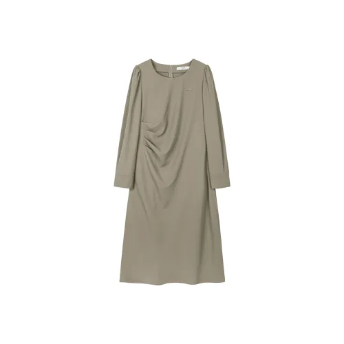 Mo Han Yi Mei Long Sleeved Dresses Women's Mocha
