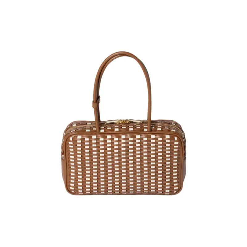 MIU MIU Beau Cow Leather Handbag Unisex Brown-2